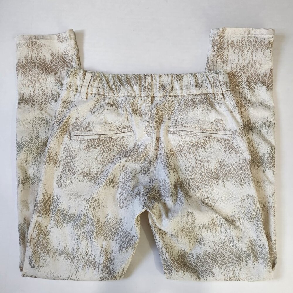 Bevy Flog Dafna Pull On Pant 24 Ivory Geo Faded Diamond Print Skinny Stretch - Picture 9 of 10